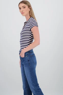 Body cuello polo manga corta rayas