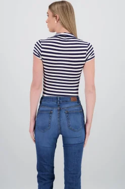 Body cuello polo manga corta rayas