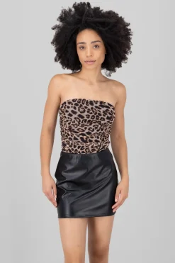Body drapeado mesh animal print
