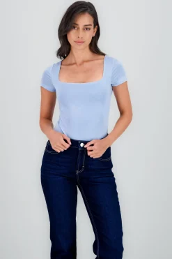 Body manga corta escote cuadrado