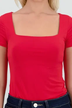 Body manga corta escote cuadrado