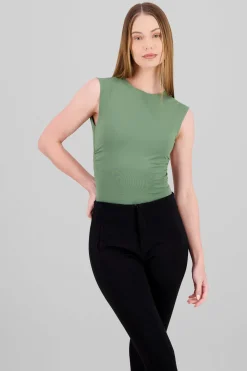 Body manga corta escote espalda