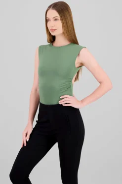 Body manga corta escote espalda