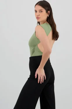 Body manga corta escote espalda