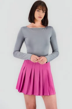 Body manga larga doble tela cuello barco