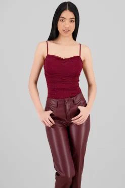 Bodysuit con cuello cascada de brillos