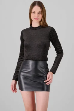 Bodysuit de manga larga con brillos escote esp