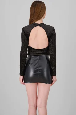 Bodysuit de manga larga con brillos escote esp