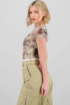 Bodysuit estampado brillos manga corta