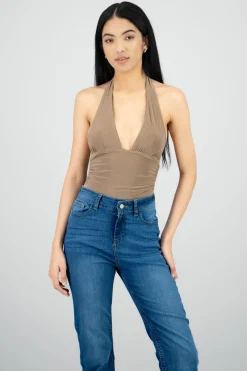Bodysuit halter escote v