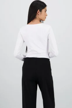 Bodysuit manga larga cuello redondo