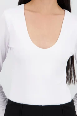 Bodysuit manga larga cuello redondo