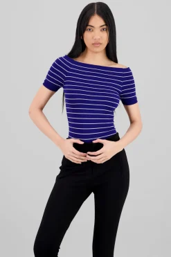 Bodysuit rayas hombro descubierto