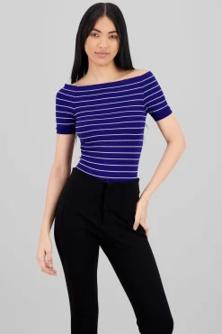 Bodysuit rayas hombro descubierto