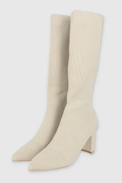 Bota Alta Tejida Tacón Bloque