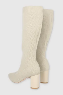 Bota Alta Tejida Tacón Bloque