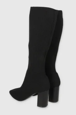 Bota Alta Tejida Tacón Bloque