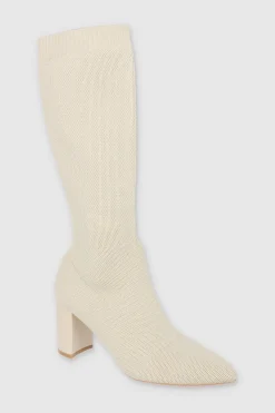 Bota Alta Tejida Tacón Bloque