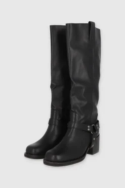 Bota Biker Punta Cuadrada Hebillas