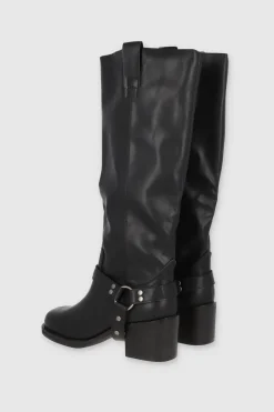 Bota Biker Punta Cuadrada Hebillas