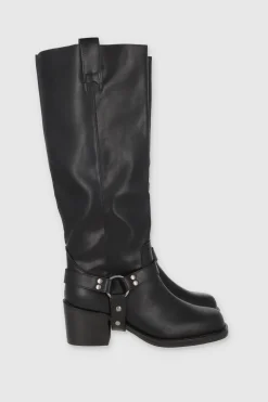 Bota Biker Punta Cuadrada Hebillas