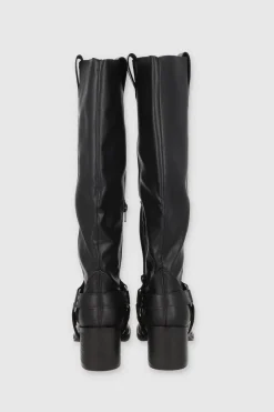 Bota Biker Punta Cuadrada Hebillas