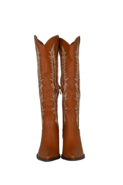 Bota larga vaquera costura contrastes