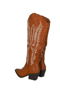 Bota larga vaquera costura contrastes