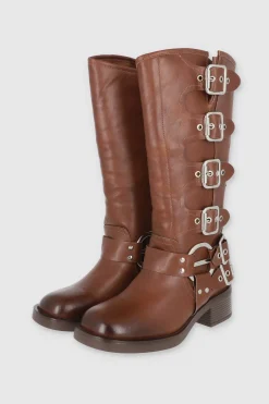 BOTA MOTERA 6 HEBILLAS TIRAS ARO