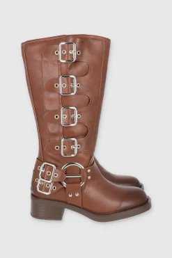 BOTA MOTERA 6 HEBILLAS TIRAS ARO