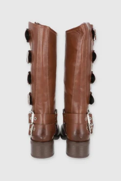 BOTA MOTERA 6 HEBILLAS TIRAS ARO