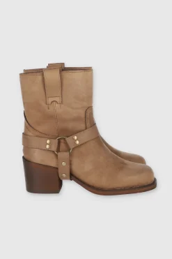 Botín Biker Tiras Aro Punta Cuadrda