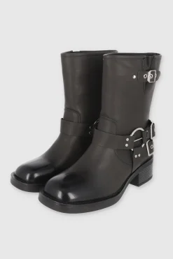 Botín motero hebillas tiras aro