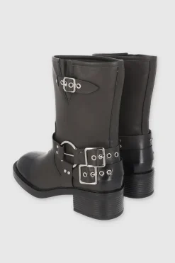 Botín motero hebillas tiras aro