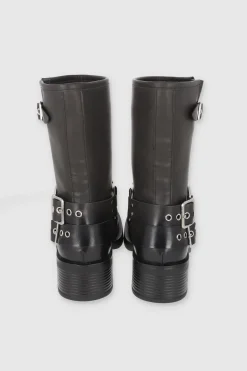 Botín motero hebillas tiras aro