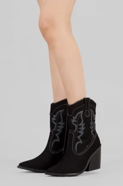 Botín vaquero bordado constraste durazno GAMUCINA