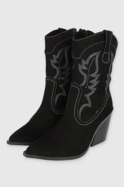 Botín vaquero bordado constraste durazno GAMUCINA