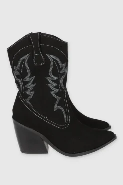 Botín vaquero bordado constraste durazno GAMUCINA