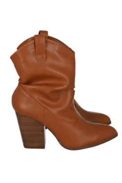 Botín vaquero plisado efecto piel