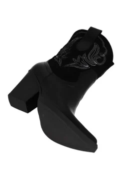 Botín vaquero suede costuras efecto piel