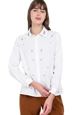 Camisa aplicaciones brillos