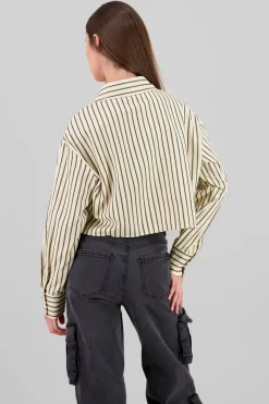 Camisa corta estampado rayas