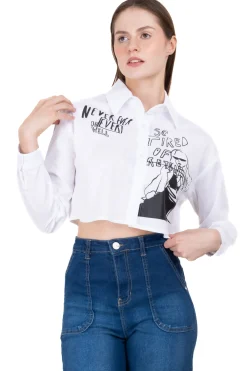 Camisa Crop Amplia Estampado