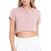 Camisa Crop Amplia Manga Corta