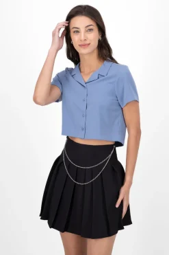 Camisa Crop Amplia Manga Corta