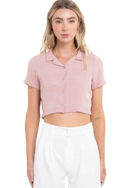 Camisa Crop Amplia Manga Corta