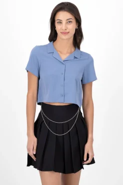 Camisa Crop Amplia Manga Corta