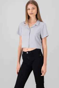 Camisa Crop Amplia Manga Corta