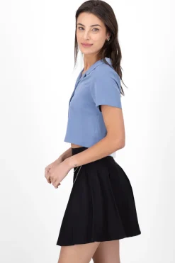 Camisa Crop Amplia Manga Corta