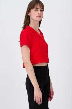 Camisa Crop Amplia Manga Corta
